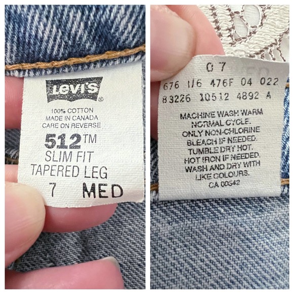 Vintage 90s Levi’s 512 Slim Fit Tapered Leg 7 MED/27" Waist Blue Jeans Denim - Picture 9 of 11